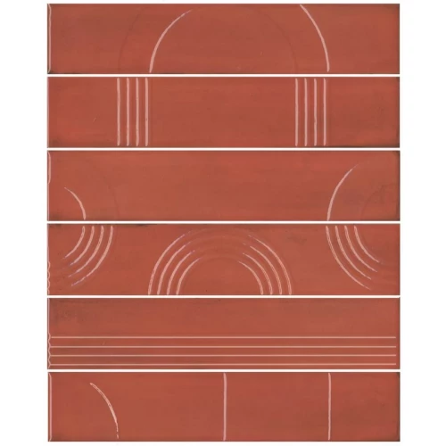 Плитка настенная Kerama Marazzi Мажорель Панно из 6 частей 6х28,5 глянцевое красное KMP3STA005RN6X 36x28,5 см