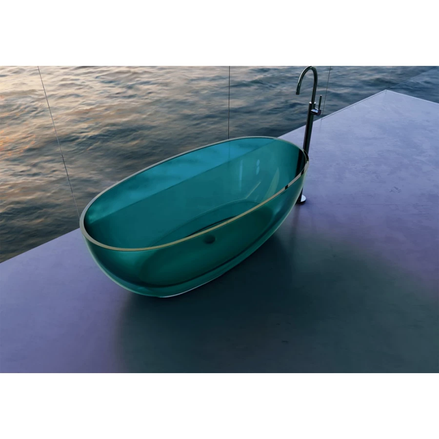 Прозрачная ванна Abber Kristall бирюзовая AT9703Aquamarin 170х75 см