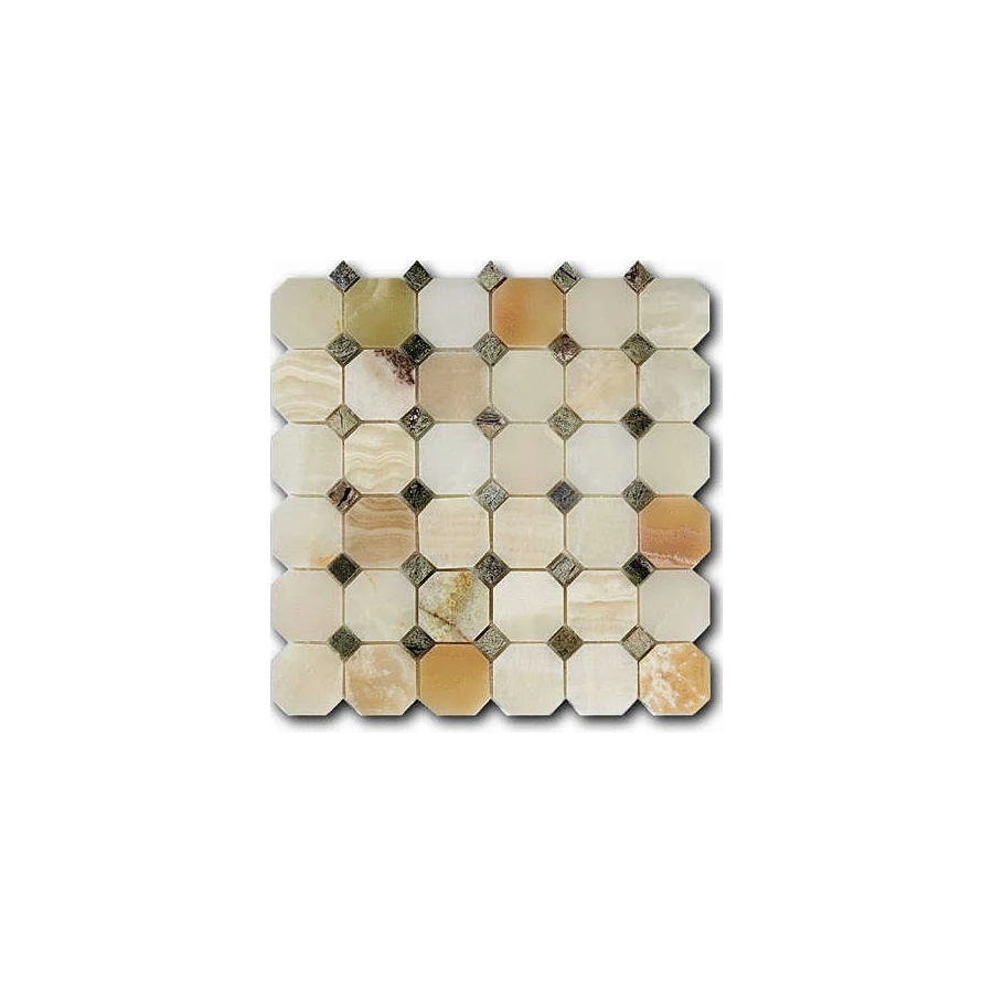 Мозаика из натурального камня Art&Natura Octagon Pattern 49x49 15x15 Marble Mosaic Verde Rain бежевая 30,5х30,5 см