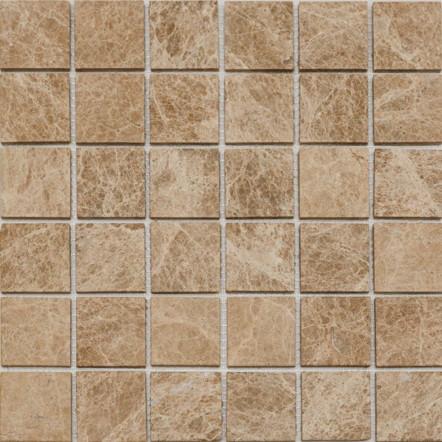 Мозаика Pixel mosaic Мрамор Light Imperador Deep Brushed чип 48х48 матовая коричневая PIX 350 30,5х30,5 см