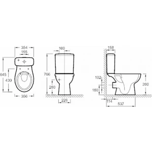 Чаша для унитаза-компакта Jacob Delafon Patio Rimless с горизонтальным выпуском белая UJV102-00