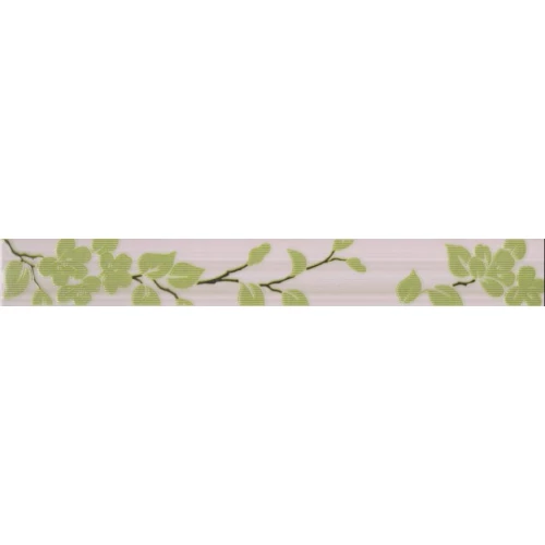 Бордюр Нефрит-Керамика Кензо светло-фисташковый.зеленый Цветы 40х4,8 см