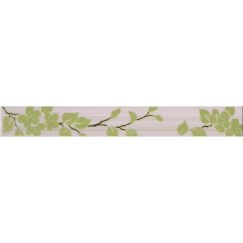 Бордюр Нефрит-Керамика Кензо светло-фисташковый.зеленый Цветы 40х4,8 см