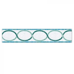 Бордюр из стеклянной мозаики Trend Aquatica Lambada 2х2 бело-бирюзовый LAMB 28,1х12,7 cм