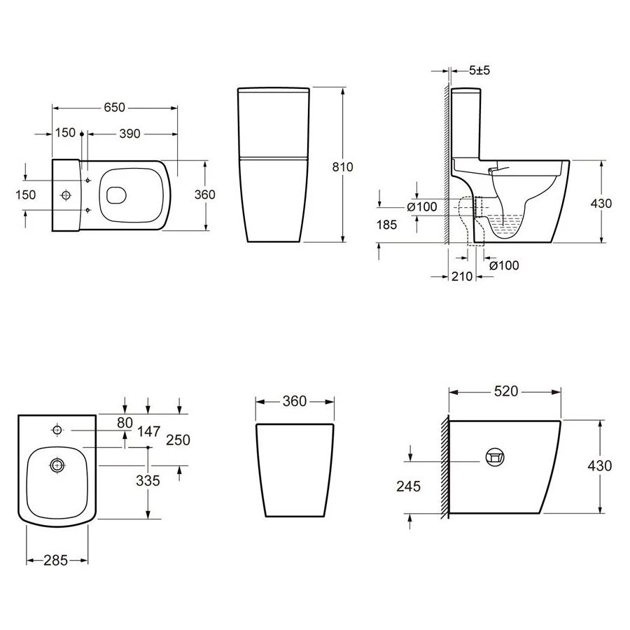 Унитаз с биде Lavinia Boho Aveo Rimless 21030005 (комплект 2 в 1)