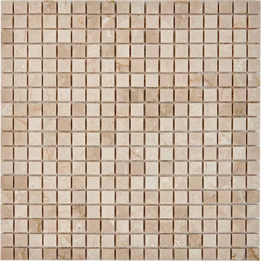 Мозаика Pixel mosaic Мрамор Cream marfil чип 15x15 мм сетка Полированная Pix 231 30,5х30,5 см