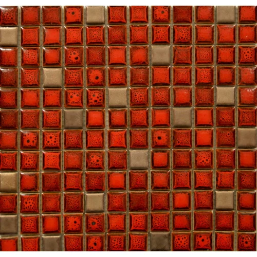 Мозаика Tonomosaic AMK03 матовая, глянцевая из керамики, красная, золотая 30,5*30,5 см