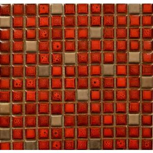 Мозаика Tonomosaic AMK03 матовая, глянцевая из керамики, красная, золотая 30,5*30,5 см