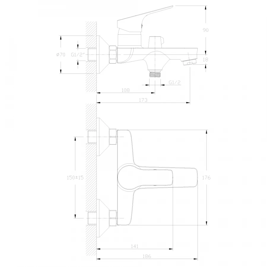 Смеситель для ванны Rossinka RS29 RS29-31 хром