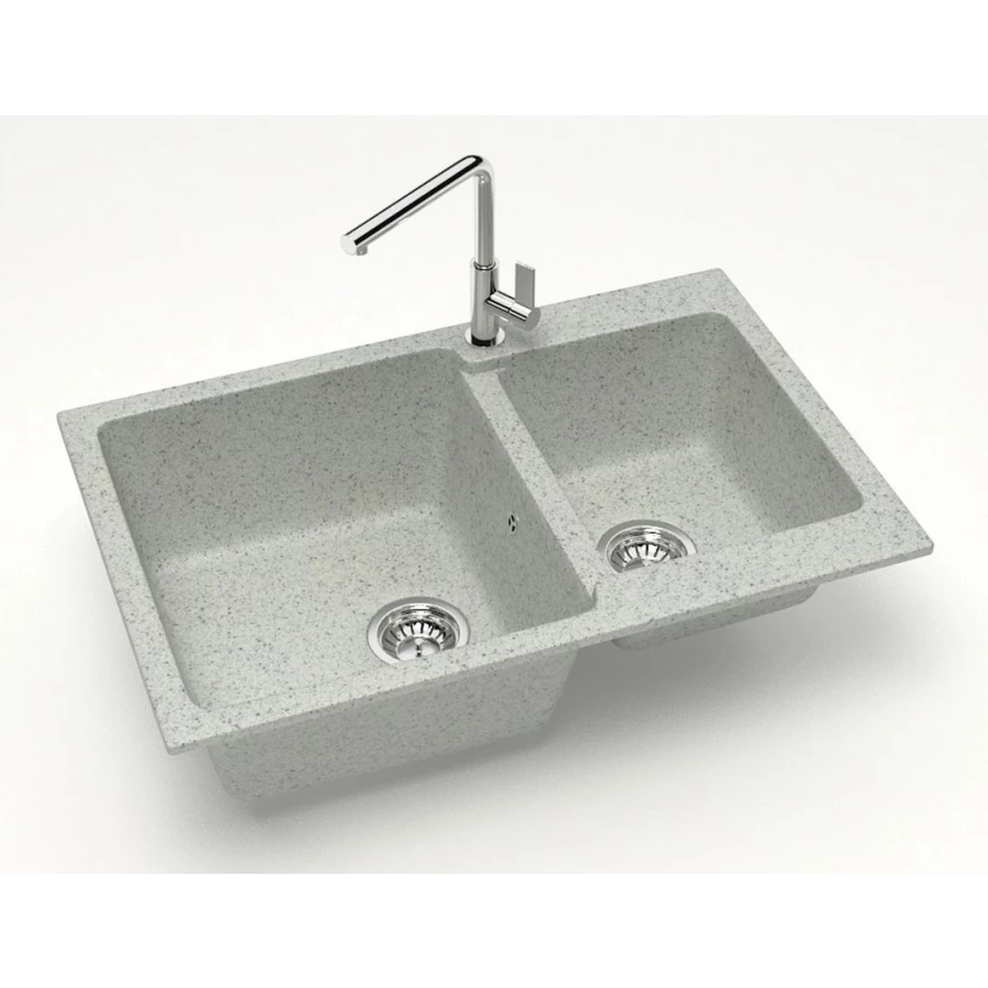 Кухонная мойка Azario Grand двойная искусственный мрамор цвет светло серый CS00079906 76.5х50х19 см