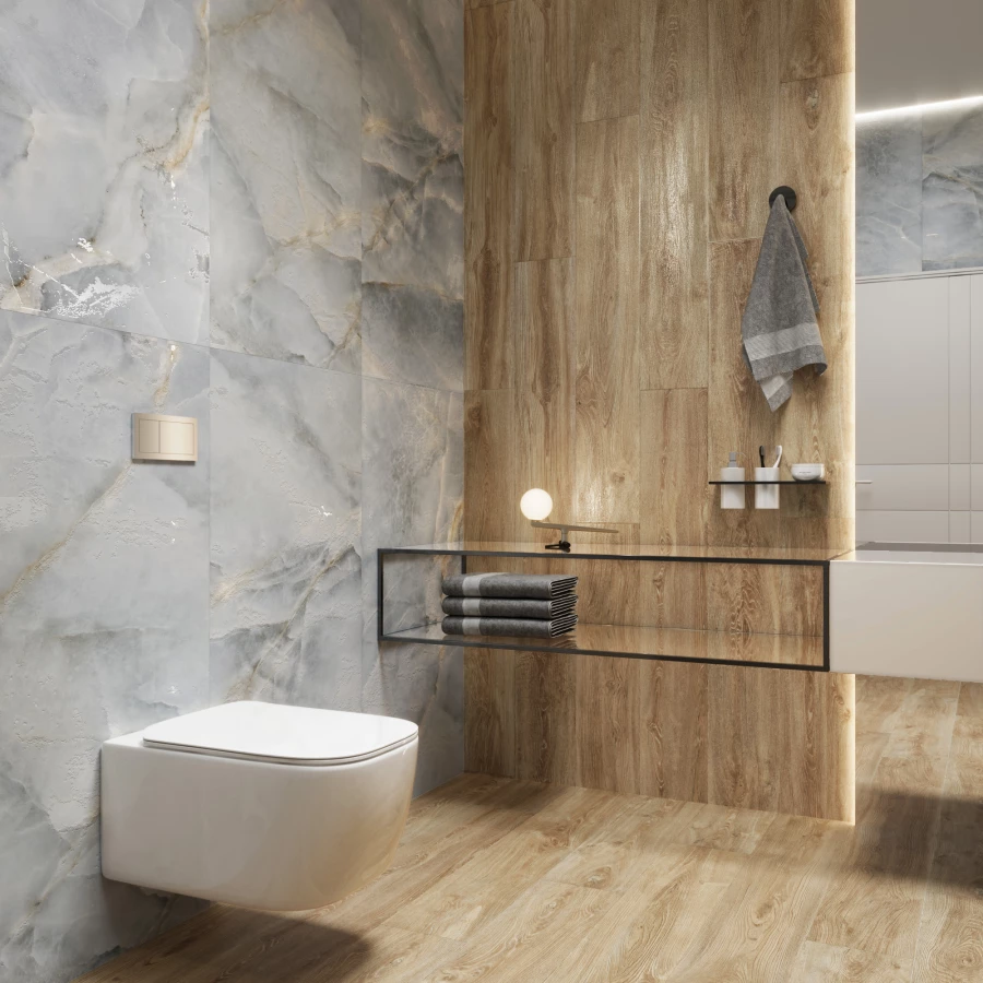 Керамогранит Creanza Husk Wood Cherry матовый бежевый CW-RT13-B 120х20 см