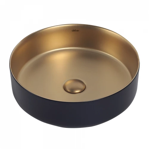 Раковина накладная Abber Bequem матовое золото с черным AC2109BG