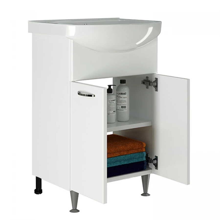 Тумба для ванной MixLine АлАн-55 белый 2 створки под раковину Уют-55 554982