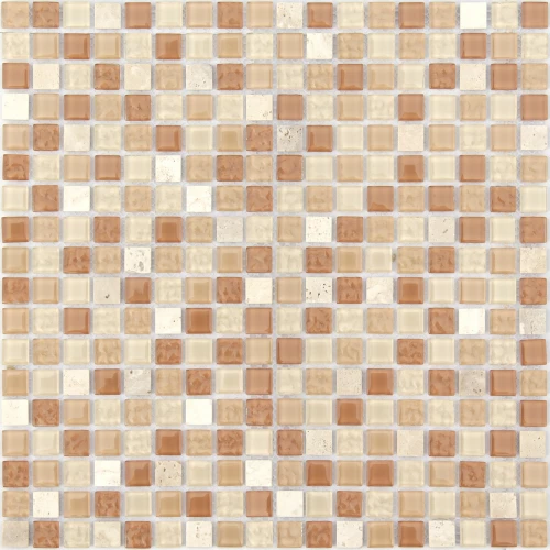 Мозаика из стекла и натурального камня Caramelle Mosaic Olbia бежевый 30,5x30,5 см