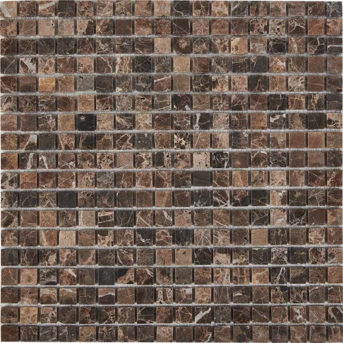 Мозаика Мрамор Dark Emperador чип 15x15 мм сетка Матовая Pix 219 30,5х30,5 см