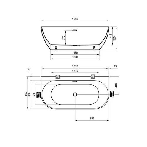 Ванна Ravak Freedom W XC00100024 166x80 см