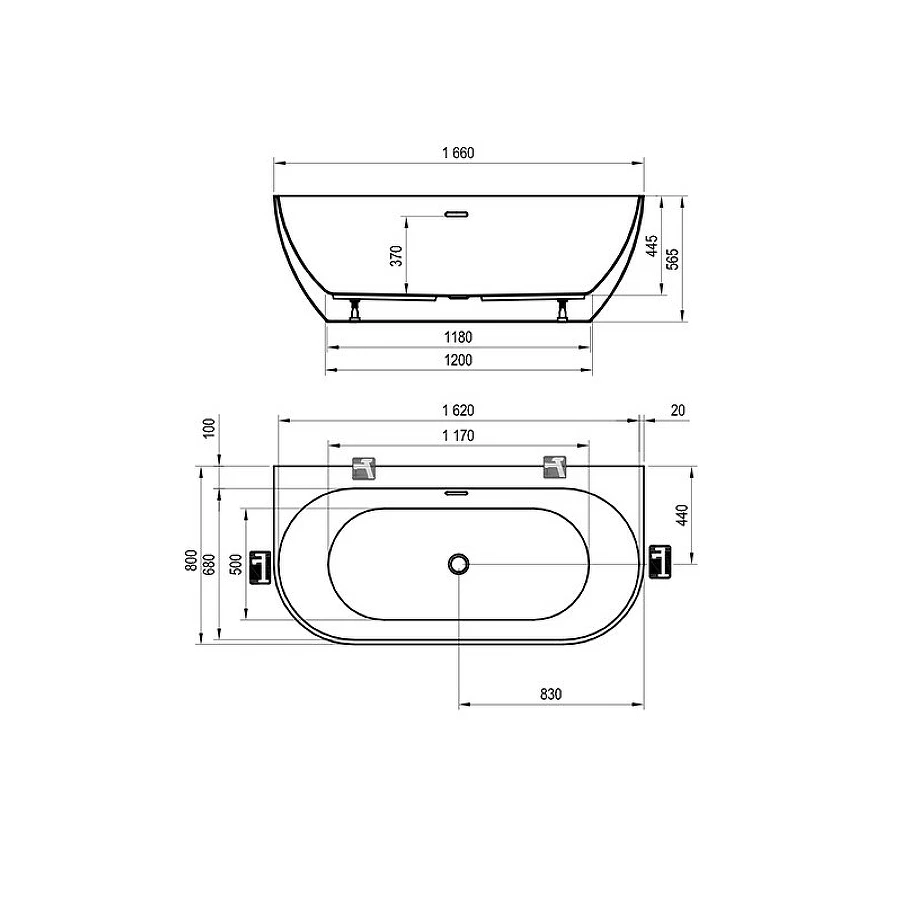 Ванна Ravak Freedom W XC00100024 166x80 см