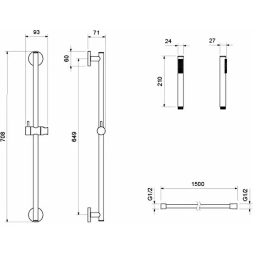 Душевой гарнитур Aquatek Европа 1jet хром AQ2012CR 65 см