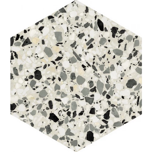 Керамогранит DNA Tiles Терраззо Греы / Terrazzo Grey матовый белый 123382 37х37 см