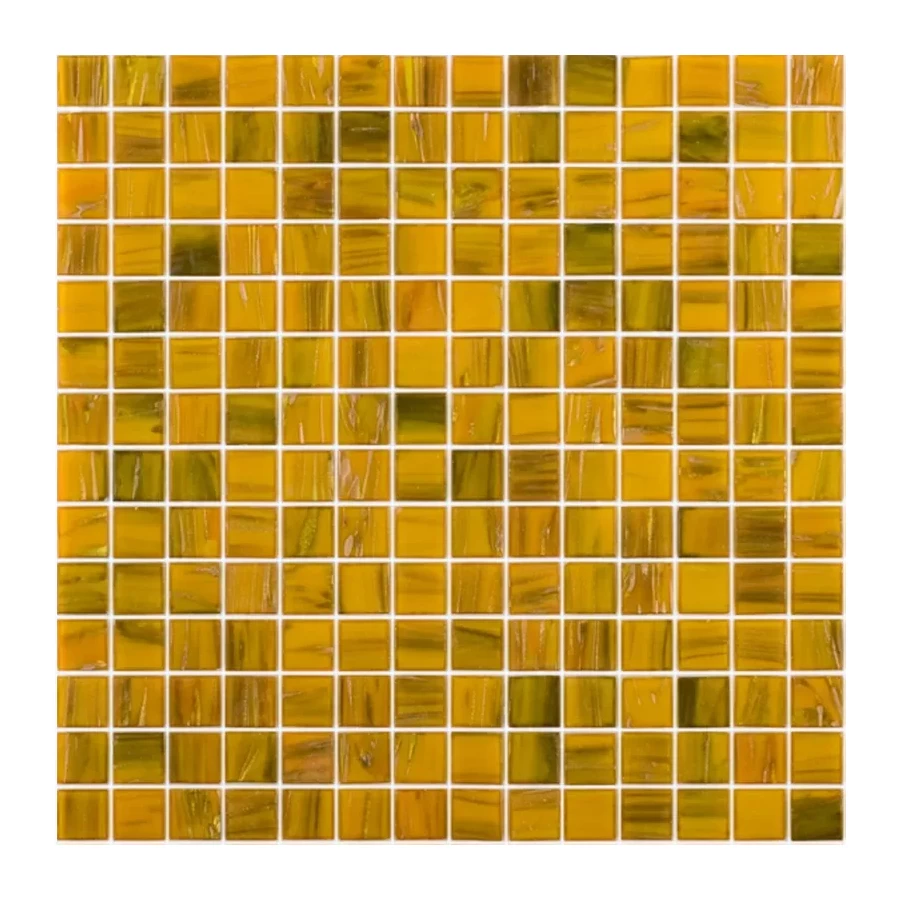 Стеклянная мозаика Rose Mosaic Gold Star сетка 1x1 глянцевая желтая GB92(5)-1*1 31,8х31,8 см