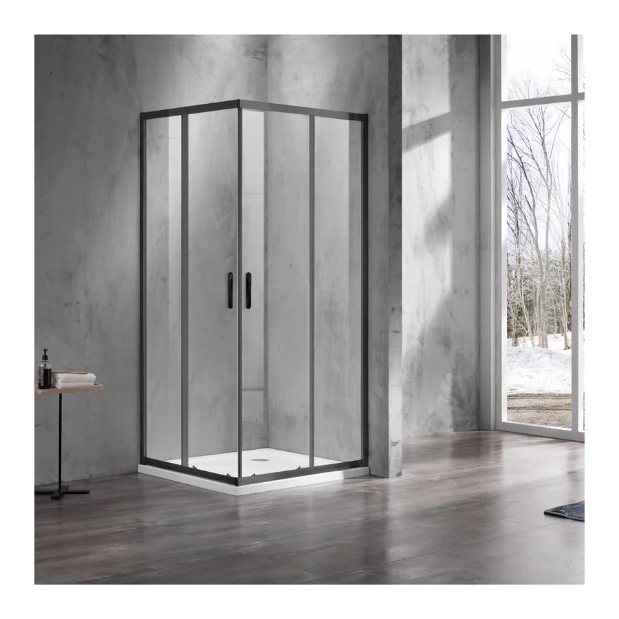 Душевое ограждение Azario Milton без поддона прозрачное стекло 6 мм цвет профиля черный AZ-ND1142 900 black 90х90х200 см