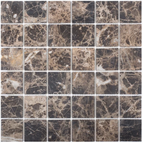 Мозаика Pixel mosaic Мрамор Dark Emperador чип 48x48 мм сетка Матовая Pix 303 30,5х30,5 см