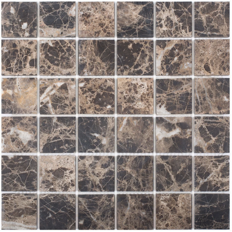 Мозаика Pixel mosaic Мрамор Dark Emperador чип 48x48 мм сетка Матовая Pix 303 30,5х30,5 см