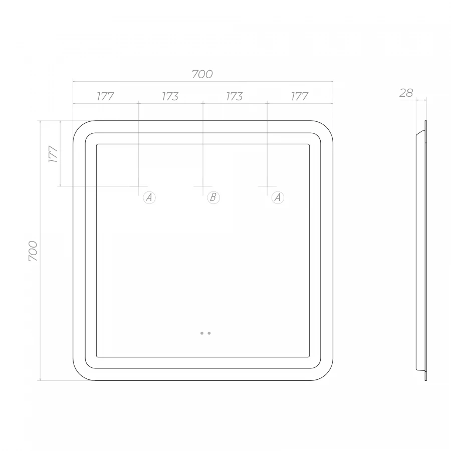 Зеркало Vigo Jess Classic 700 240 70x70 см