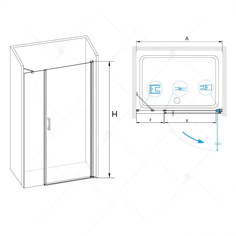 Душевая дверь RGW LE-08 LE-03 + Z-09 06120814-11 1400 прозрачное