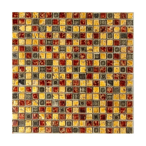 Мозаика из натурального камня Art&Natura Equilibrio сетка 15x15 глянцевая желтая 001A 30х30 см