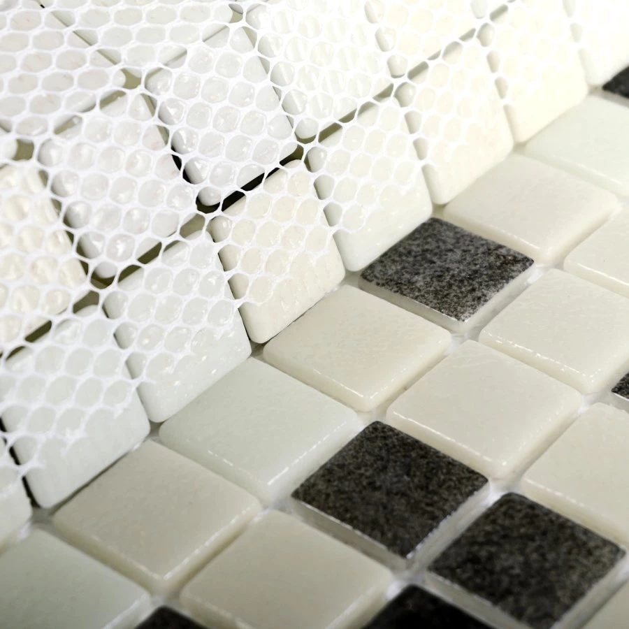 Мозаика Bonaparte Стеклянная мозаика Atlantis Nero 24х24 глянцевая черно-белая 31,5х31,5 см