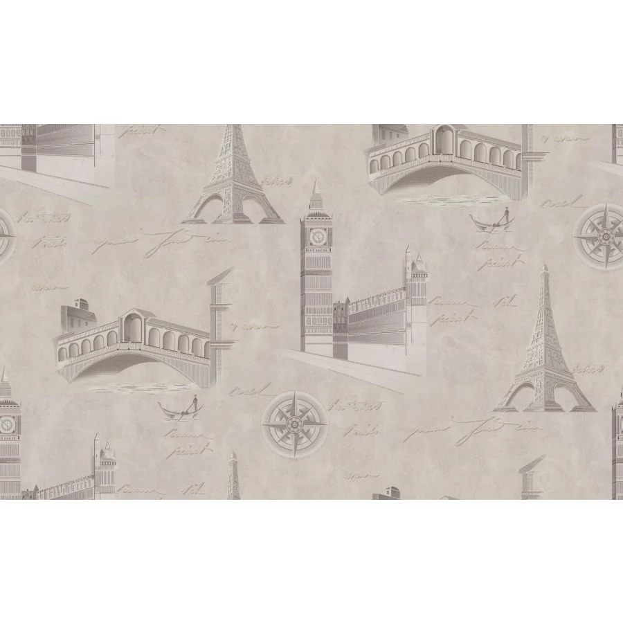 Обои флизелиновые Palitra Life Travel Wall бежевые PL72406-42 1,06х10,05 м