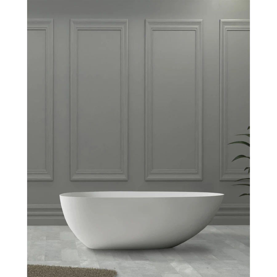 Ванна из искусственного камня Abber Stein белая матовая AS9611-1.6 160х75 см