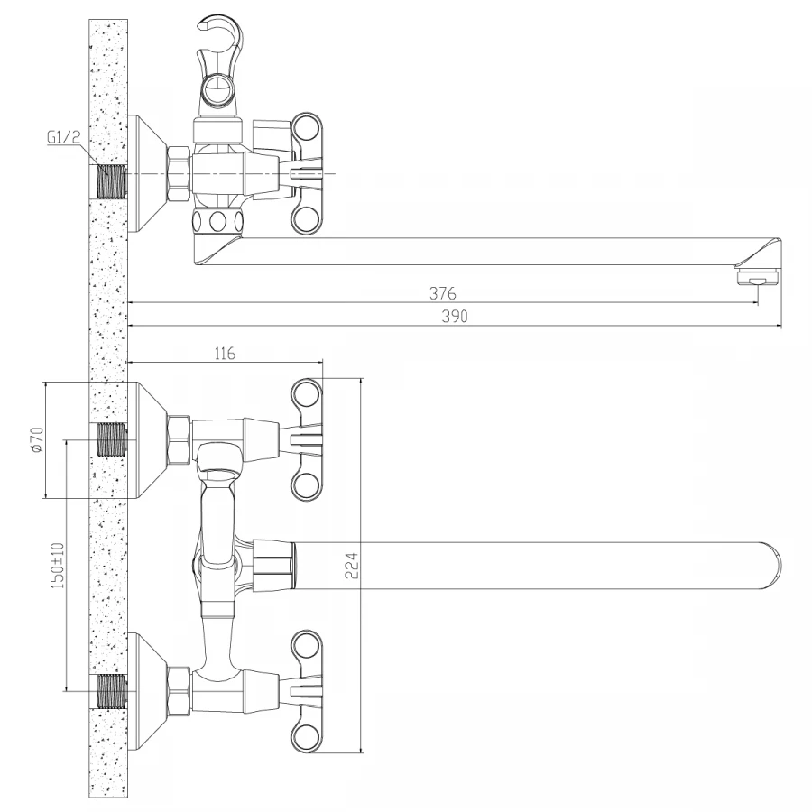 Смеситель для ванны Rossinka RS42 RS42-80 хром