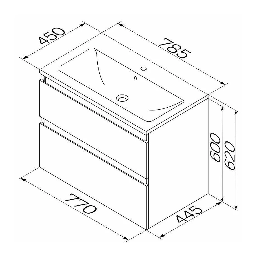 База под раковину Am Pm X-Joy подвесная 2 ящика белый глянец M85AFHX0802WG 80 см