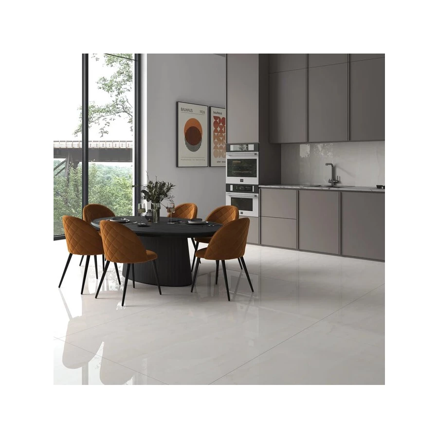 Керамогранит Meili Ceramic Onyx Perla Polish глянцевый светло-серый 120х120 см