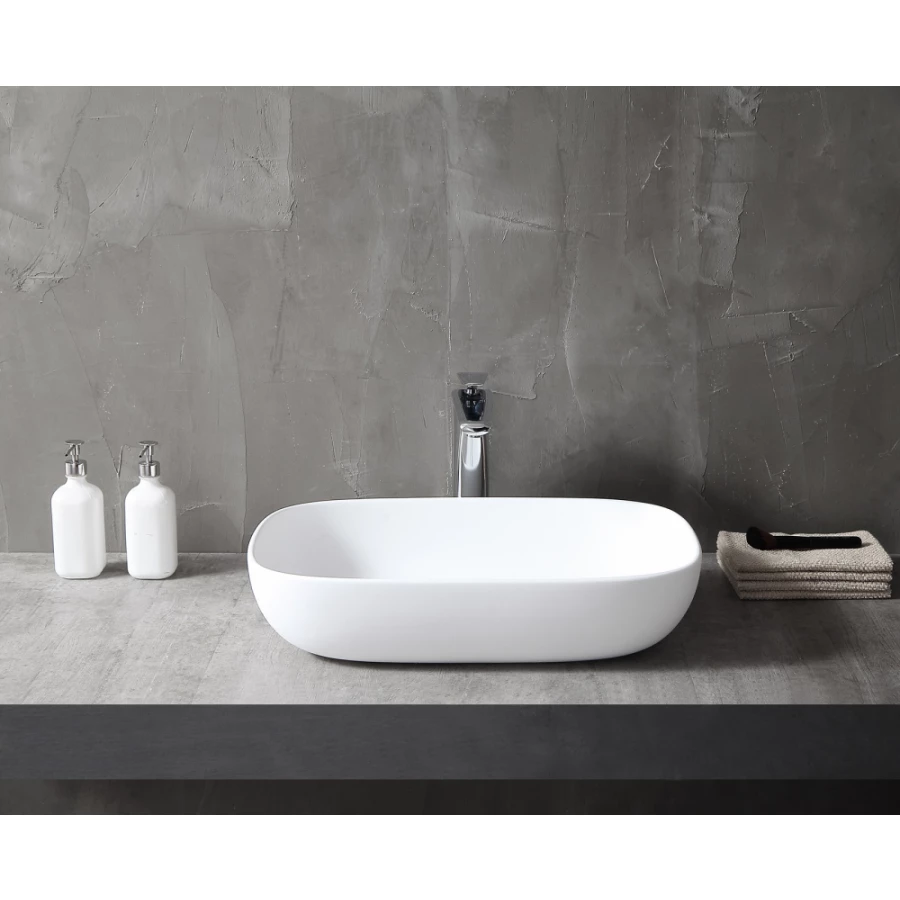 Раковина накладная Abber Stein белая матовая AS2620 60 см