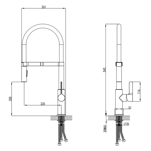 Смеситель для кухонной мойки Azario хром AZ-WAA569158C