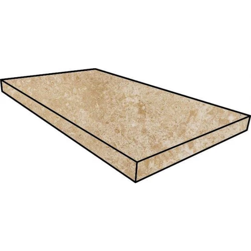 Ступень угловая правая из керамогранита Italon Нэчрэл Лайф Стоун Алмонд / Natural Life Stone Almond матовая бежевая 620070000451 60х33 см