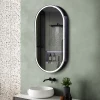 Зеркальный шкаф Abber Kontur с подсветкой сенсорный выключатель диммер часы подогрев черный AG6339SWHB