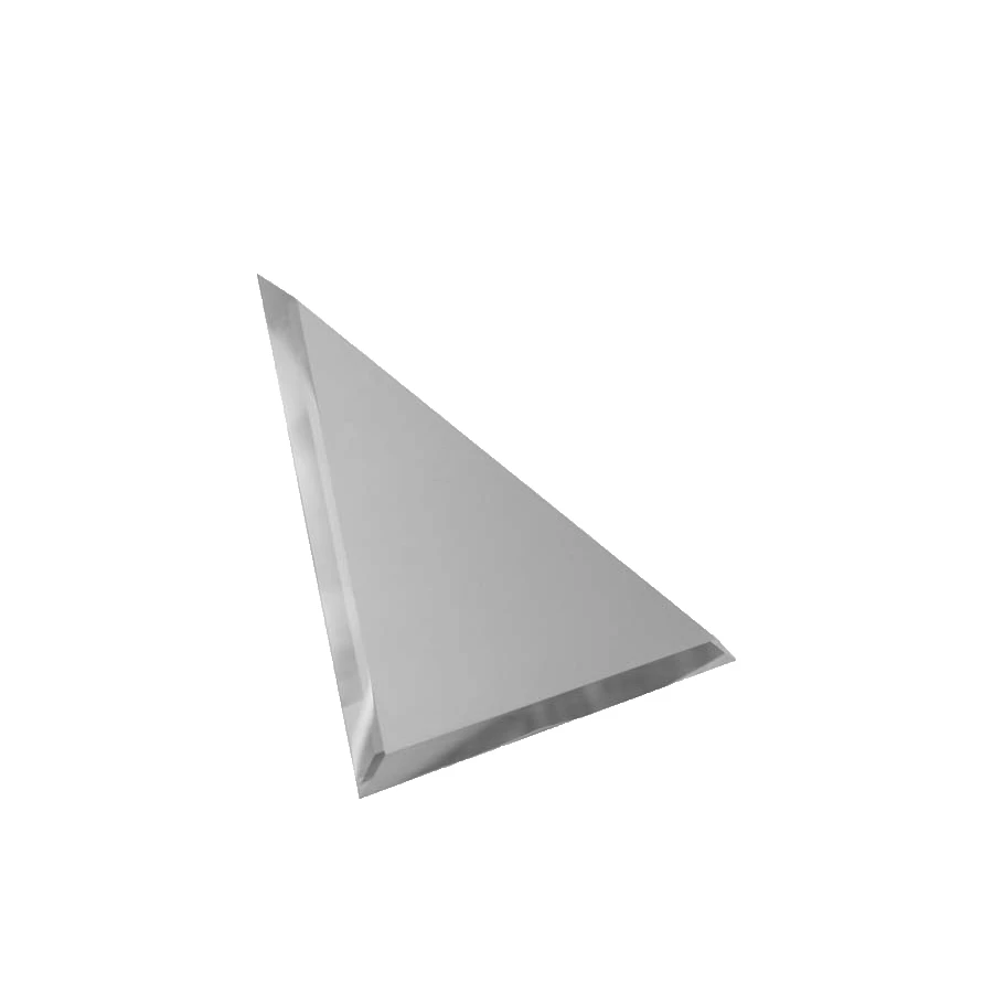 Треугольная зеркальная серебряная плитка ДСТ с фацетом 1см ТЗС1-02 - 20х20 см