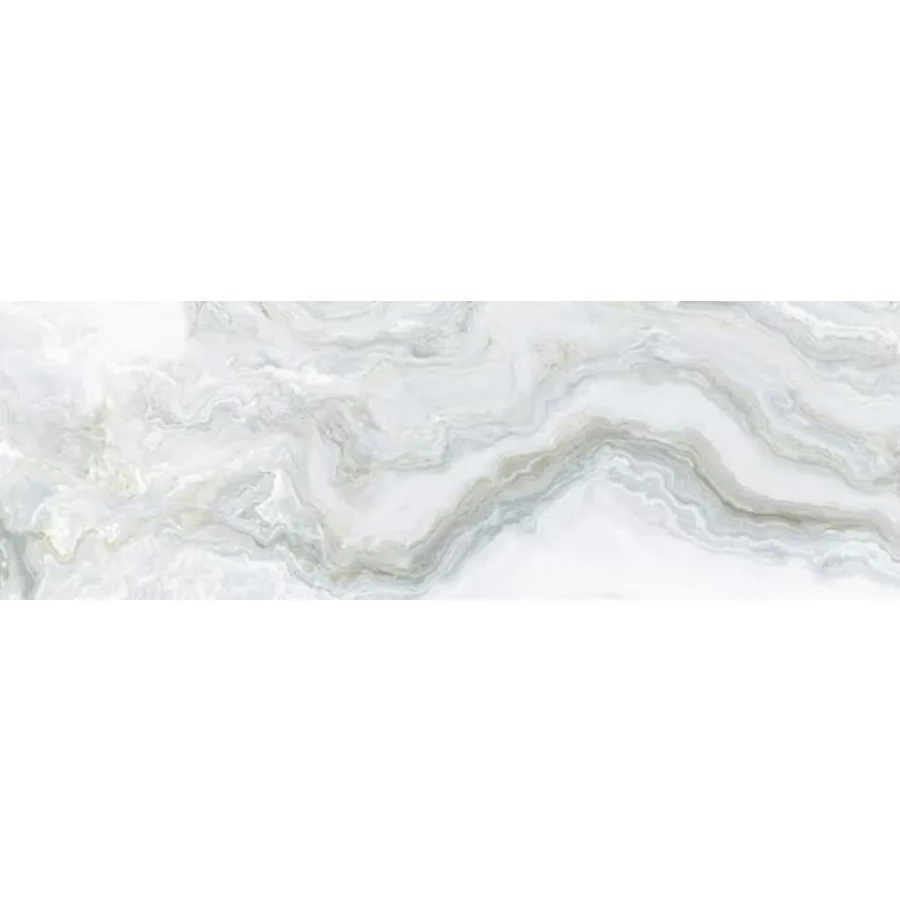 Плитка настенная Primavera Hypnose Light Malachite A Glossy глянцевая белая GL17A 90х30 см