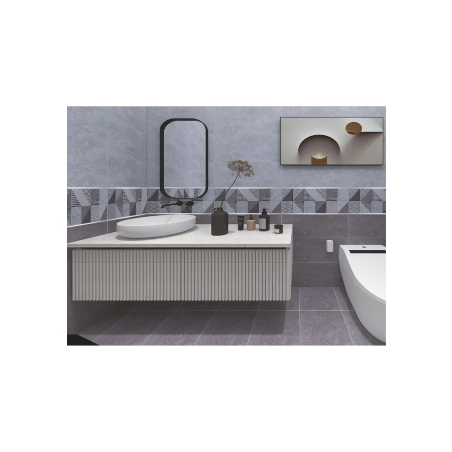 Плитка настенная Тянь Шань Бианор матовая серая 1,44 м2 TP3619BM 60х30 см