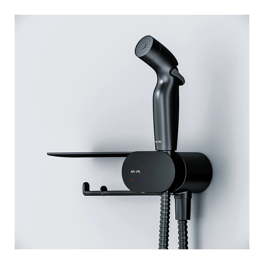 Набор подвесной унитаз с гигиеническим душем Am Pm Spirit V2.0 черный CK70H1103B