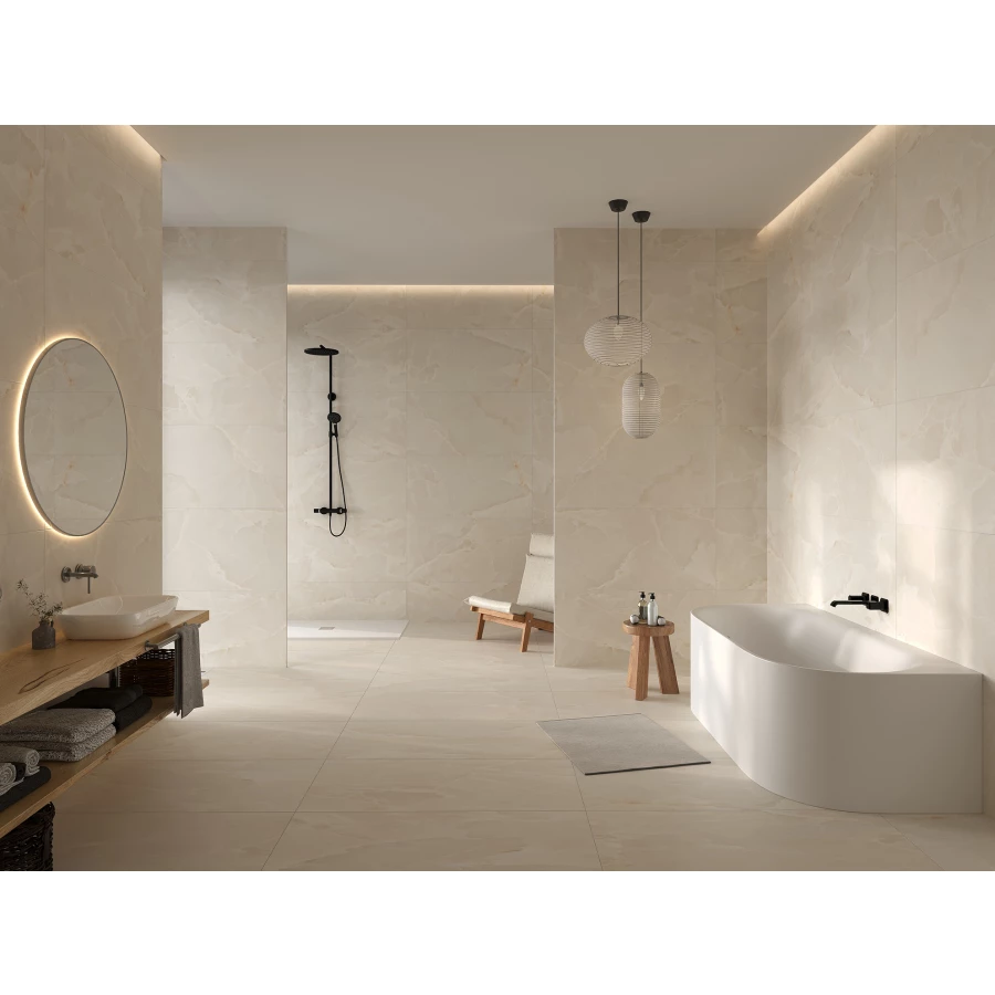 Керамогранит Staro Luna Rossa Onyx Elegant Pearl Satin полуматовый бежевый 19985220 120х60 см