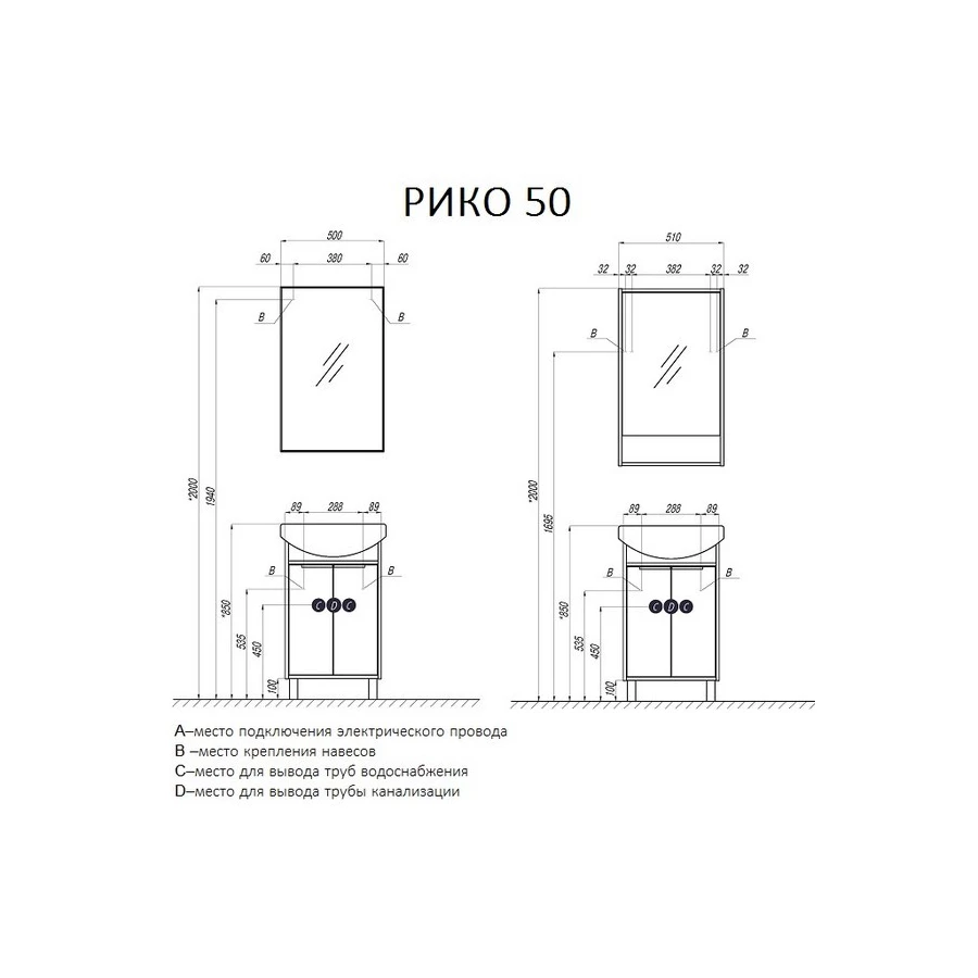 Зеркало Aquaton Рико 50 1A216302RI010