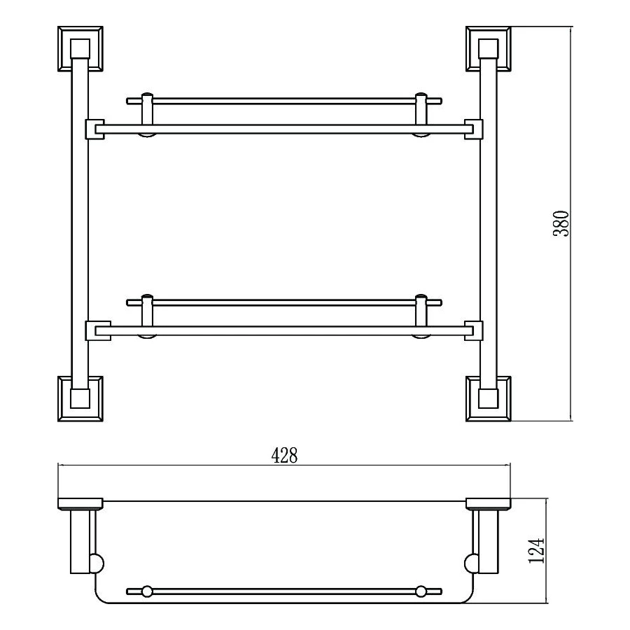 Полка прямая двойная стеклянная Savol 95 S-09522 40 см