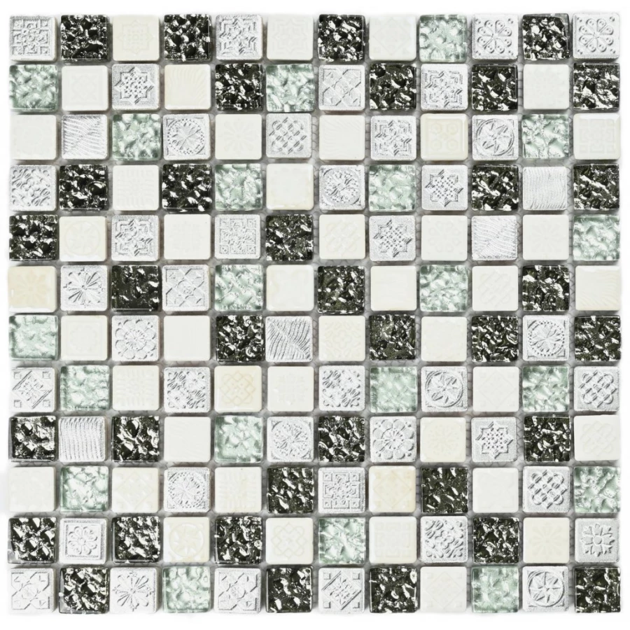 Мозаика Bonaparte Керамическая мозаика Bali 23х23 глянцевая серебряная 30х30 см
