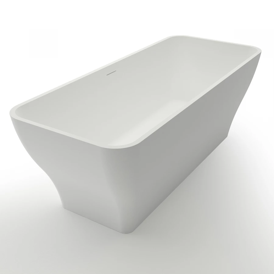 Ванна из искусственного камня Azario Savant свободностоящая белая матовая с белым матовым донным клапаном SAV17070S 170x70x60 см