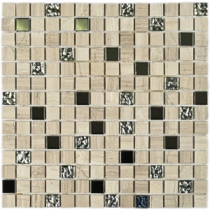 Мозаика Bonaparte Каменная мозаика Costa Rica 20х20 металлизированная бежевая 30,5х30,5 см